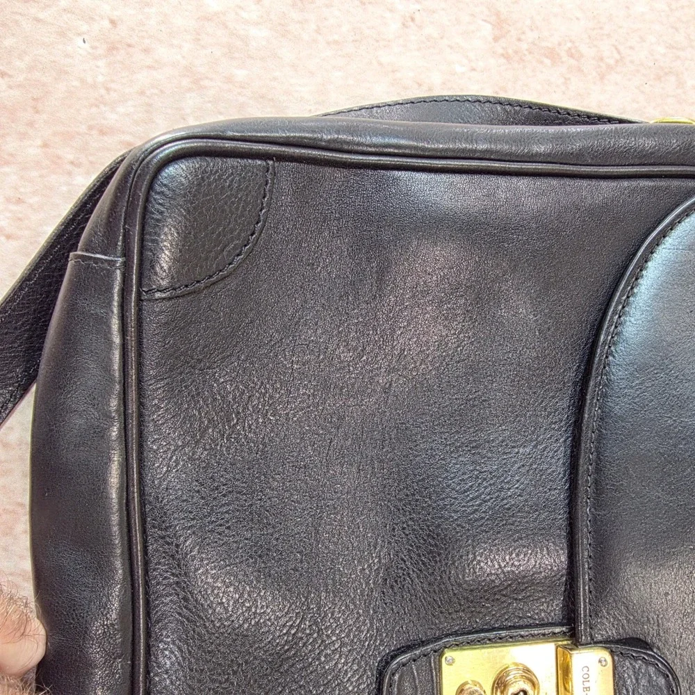Vintage Cole Haan Black Leather Briefcase Elegant Made in Italy Rare with Key